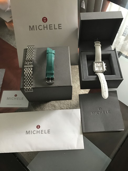 Michele Silver XL Diamond Deco with Extra Bands Watch