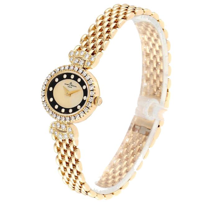 Baume & Mercier Mop Diamonds 18k Yellow Gold 18523 Womens Wristwatch 22x19.5mm Watch