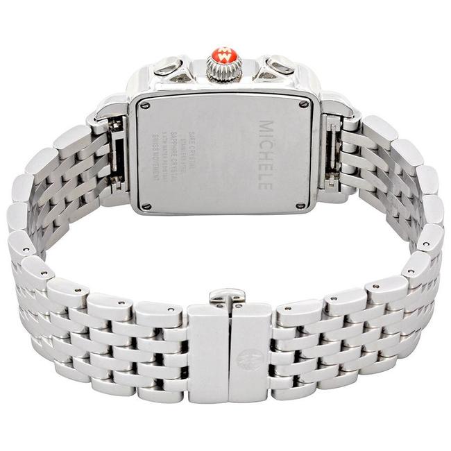 Michele Silver Deco Stainless Black Mother Of Pearl Diamond Dial Mww06p000171 Watch