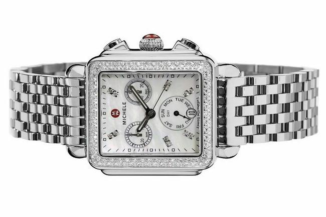 Michele Silver Deco Stainless Mother Of Pearl Diamond Mww06p000099 Watch