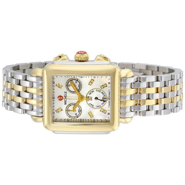 Michele Two Tone Deco 18k Gold Mother Of Pearl Diamond Mww06p000122 Watch