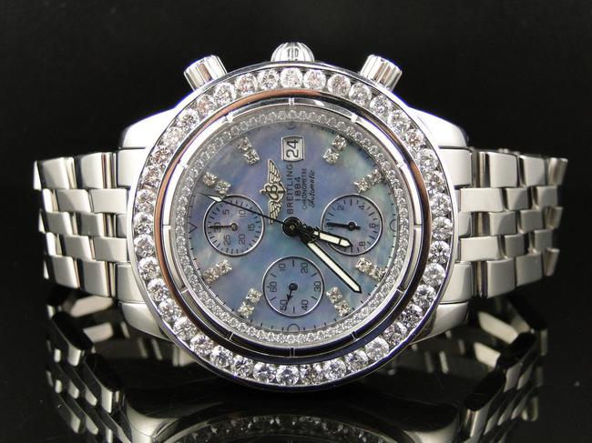 Breitling Stainless Steel Custom Mens Windrider Evolution A13356 45 Mm Diamond Ct Watch