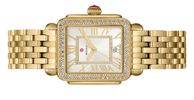 Michele Gold Stainless Steel Deco Madison Mid Diamond Womens Mww06g000003 Watch