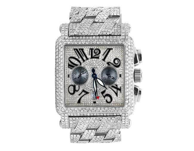Franck Muller Stainless Steel Mens Conquistador Cortez Iced Out Diamond 31.50 Ct Watch