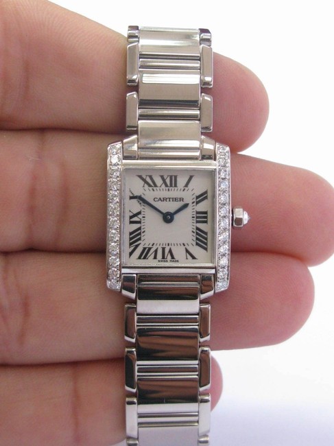 Cartier White Gold 18kt Tank Francaise Diamond Bezel Ladies 2403 Watch