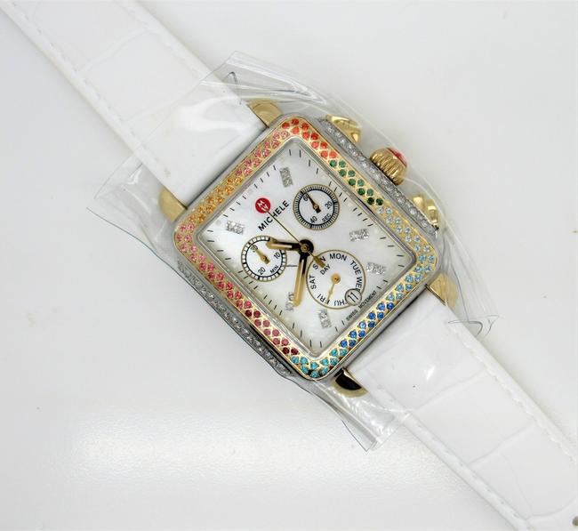 Michele Two Tone Deco Carousel 18k Gold Diamond Mww06p000297 Watch