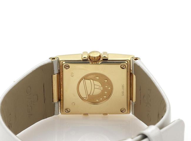 Omega Ladies Constellation 18k Yellow Gold Diamond Bezel Leather Band Watch