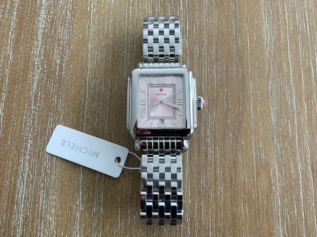 Michele Silver Deco Stainless Madison Pink Blush Diamond Mww06t000172 Watch