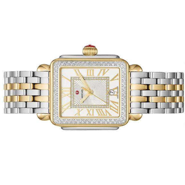 Michele Two Tone Deco Madison Stainless 18k Gold Diamond Mww06t000144 Watch