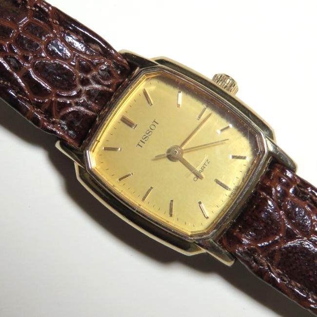 Tissot Gold Tone Swiss Quartz Ladies Leather Belt T Square Watch