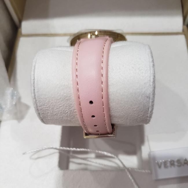Versace Pink Goldtone Stainless Steel and Leather Strap Dial Watch