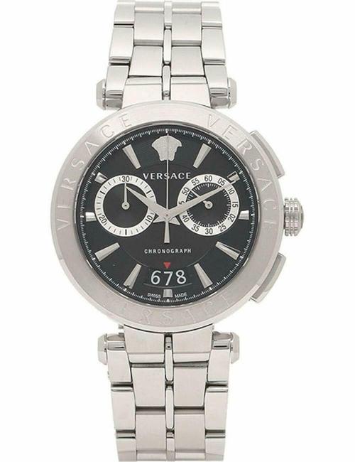 Versace Silver Chronograph Vebr00818 Aion Stainless Steel Mens Watch