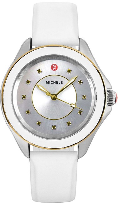 Michele White Cape Silicone Stainless Steel Two Tone Mww27a000024 Watch
