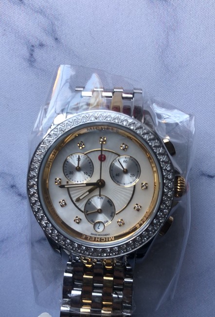 Michele Two Tone Belmore Swiss Quartz Diamond Accent Bracelet Mww29b00001 Watch Michele Two Tone Belmore Swiss Quartz Diamond Accent Bracelet Mww29b00001 Watch