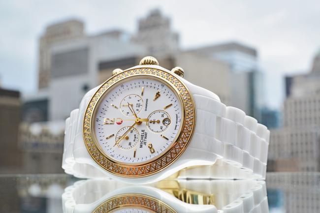 Michele White Jetway Dial Ceramic 0.50cttw Diamond Ladies Watch Michele White Jetway Dial Ceramic 0.50cttw Diamond Ladies Watch