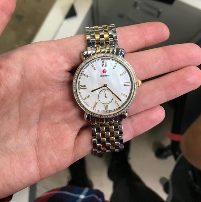 Michele Two-tone Gracile Mother Of Pearl Diamond Quartz Ladies Watch Michele Two-tone Gracile Mother Of Pearl Diamond Quartz Ladies Watch