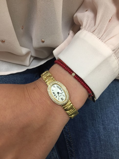 Cartier Gold and Diamond Baignore Wb5094wi Quartz Oval Face Watch Cartier Gold and Diamond Baignore Wb5094wi Quartz Oval Face Watch