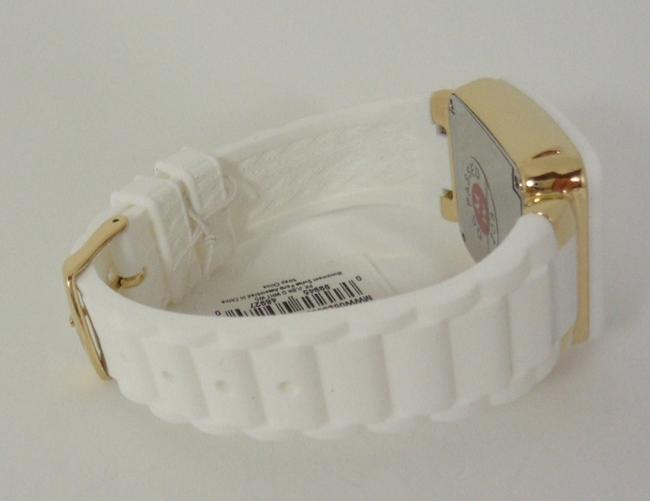 Michele White/Gold Mww06l000013 Womens Square Park Chronograph Dial Silicon Watch Michele White/Gold Mww06l000013 Womens Square Park Chronograph Dial Silicon Watch