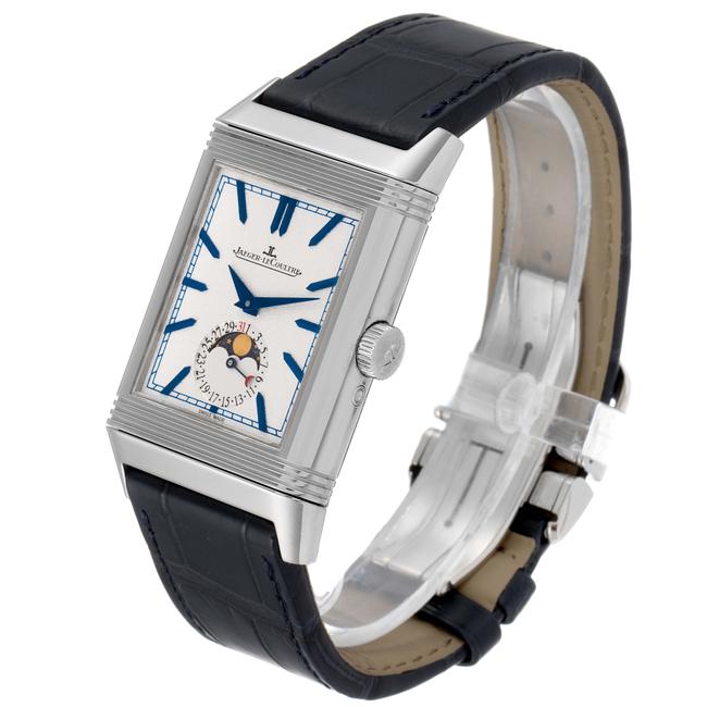 Jaeger-LeCoultre Blue and Silver Reverso Tribute Moon 216.8.d3 Q3958420 Papers Watch Jaeger-LeCoultre Blue and Silver Reverso Tribute Moon 216.8.d3 Q3958420 Papers Watch