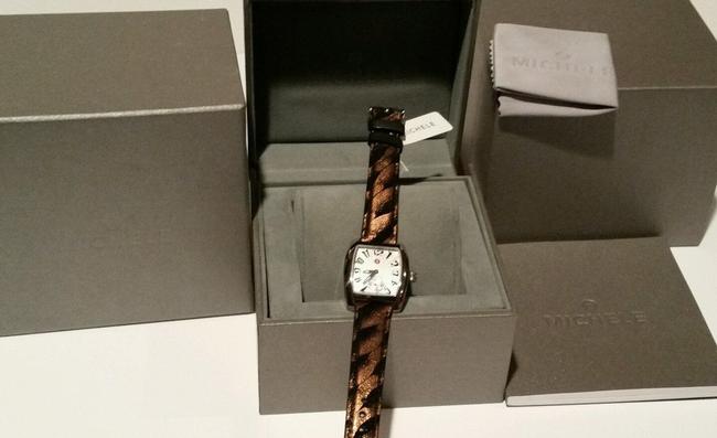 Michele Silver Gold Black New Mini Urban Tone Metallic Leather Band Watch Michele Silver Gold Black New Mini Urban Tone Metallic Leather Band Watch