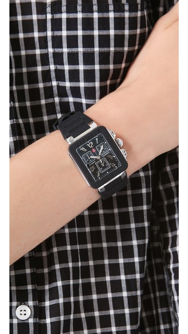 Michele Silver/Black Jelly Tahitian Mww06l000002 Womens Bean Chronograph Square New Watch Michele Silver/Black Jelly Tahitian Mww06l000002 Womens Bean Chronograph Square New Watch