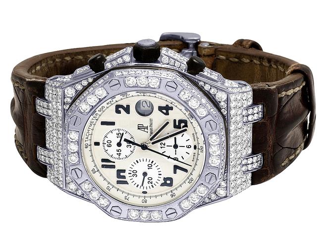 Audemars Piguet Stainless Steel Mens Royal Oak Offshore Safari Brown Alligator 42mm Diamond 8.5 Ct Watch Audemars Piguet Stainless Steel Mens Royal Oak Offshore Safari Brown Alligator 42mm Diamond 8.5 Ct Watch