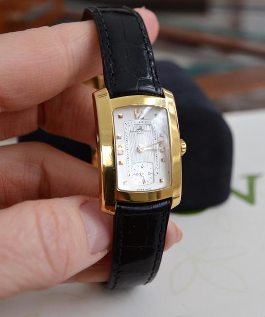Baume & Mercier Black W Sale Solid 18k Hampton W/ Leather Band Watch Baume & Mercier Black W Sale Solid 18k Hampton W/ Leather Band Watch