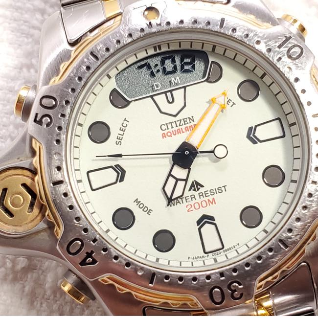 Citizen Silver Gold Vintage Promaster Aqualand Analog Digital Quartz Mens Watch Citizen Silver Gold Vintage Promaster Aqualand Analog Digital Quartz Mens Watch