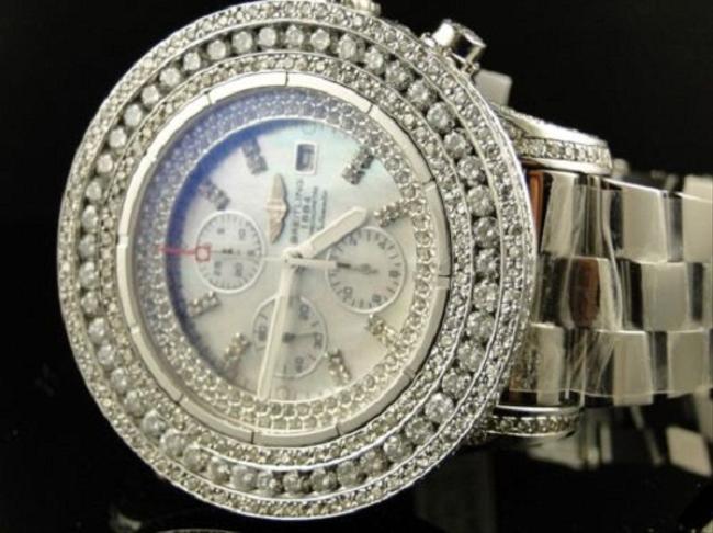 Breitling Stainless Steel XL Custom Mens Super Avenger 3 Row Diamond 23 Ct Watch Breitling Stainless Steel XL Custom Mens Super Avenger 3 Row Diamond 23 Ct Watch