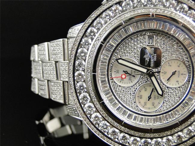 Breitling Stainless Steel Custom Super Avenger Aeromarine 55 Mm Genuine Diamond 35 Ct Watch Breitling Stainless Steel Custom Super Avenger Aeromarine 55 Mm Genuine Diamond 35 Ct Watch