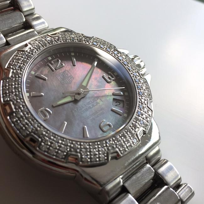 TAG Heuer Black Formula 1 F1 Professional Diamond Bezel Sapphire Crystal Swiss Movement Mop Mother Of Pearl Gray Iridescent Watch TAG Heuer Black Formula 1 F1 Professional Diamond Bezel Sapphire Crystal Swiss Movement Mop Mother Of Pearl Gray Iridescent Watch