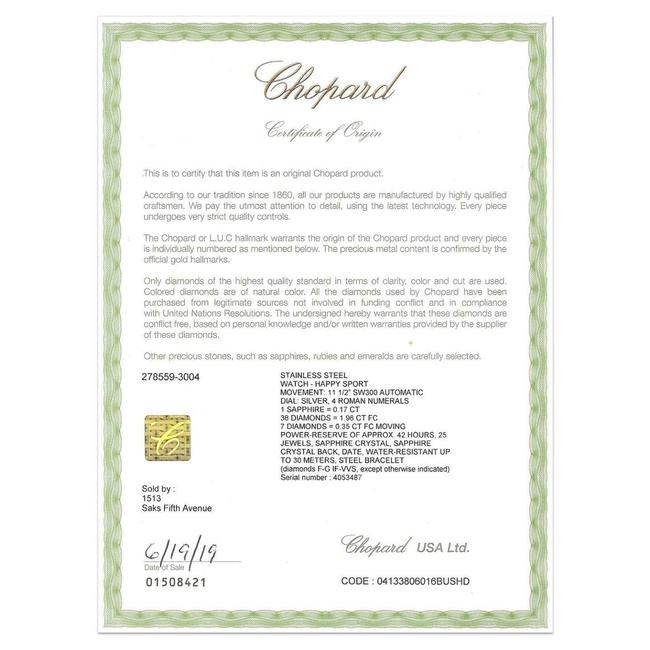 Chopard 64670 Happy Sport 2.31ct Diamond Ssteel 36mm Sw300 Cert 2019 Watch Chopard 64670 Happy Sport 2.31ct Diamond Ssteel 36mm Sw300 Cert 2019 Watch
