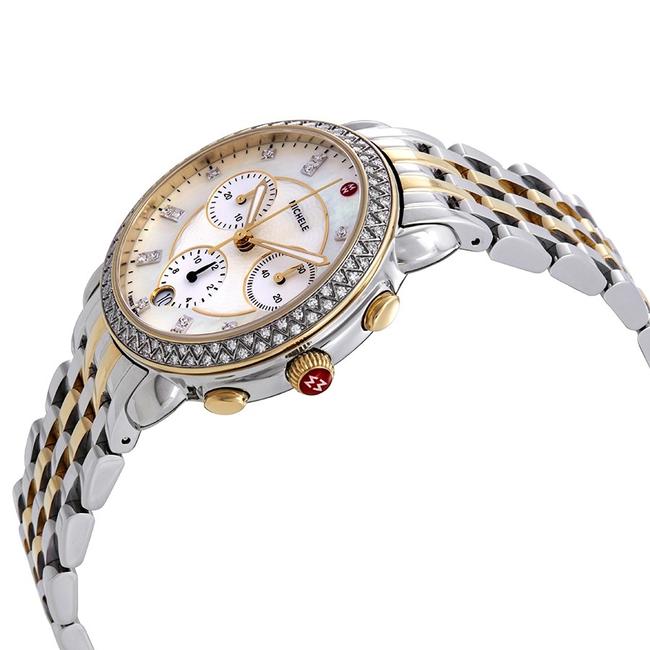 Michele Two Tone Sidney 18k Gold Mother Of Pearl Diamond Mww30a000005 Watch Michele Two Tone Sidney 18k Gold Mother Of Pearl Diamond Mww30a000005 Watch