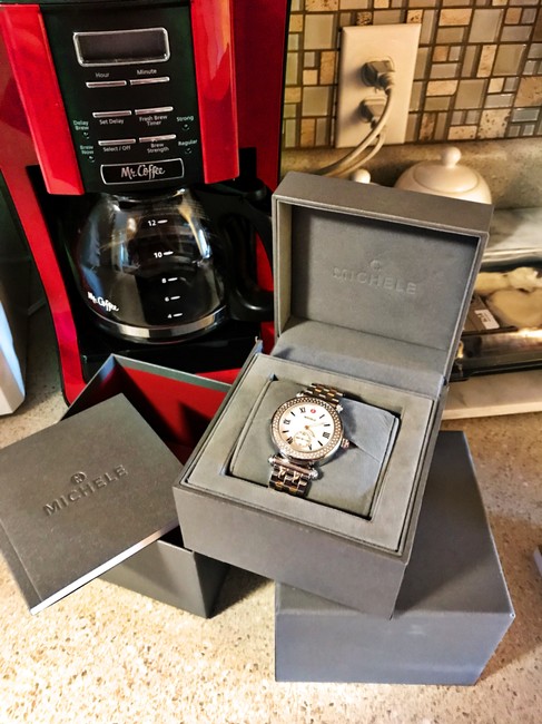 Michele Silver and Gold Caber Diamond Band Watch Michele Silver and Gold Caber Diamond Band Watch