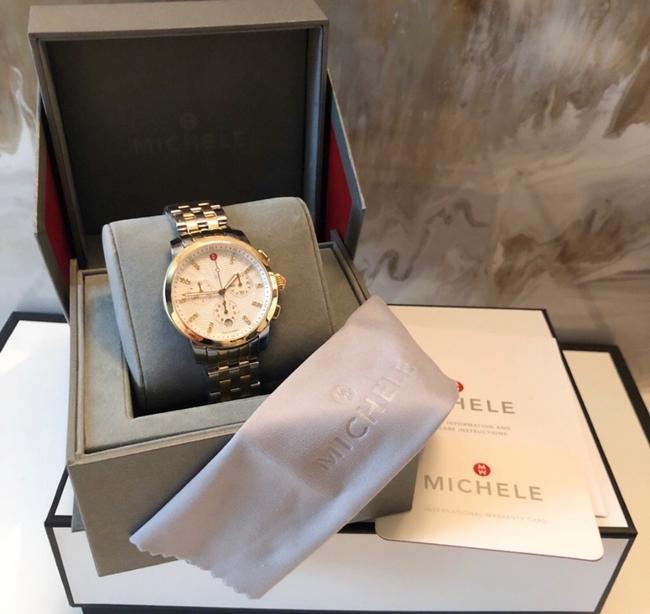 Michele Silver Gold Box Uptown Diamond Watch Michele Silver Gold Box Uptown Diamond Watch