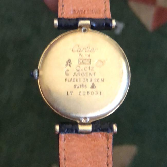 Cartier Silver Gold Black 18k and Sterling New Strap Watch Cartier Silver Gold Black 18k and Sterling New Strap Watch