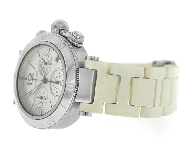 Cartier Silver Unisex Pasha 3129 Steel Date Quartz Chronograph 38mm Watch Cartier Silver Unisex Pasha 3129 Steel Date Quartz Chronograph 38mm Watch