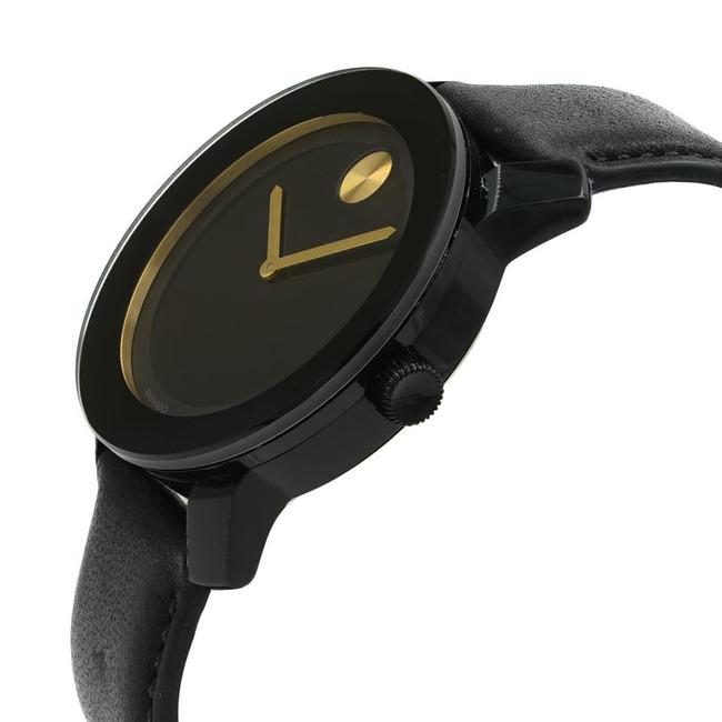 Movado Black Bold Leather Strap Gold Dot Mens Quartz 3600480 Watch Movado Black Bold Leather Strap Gold Dot Mens Quartz 3600480 Watch