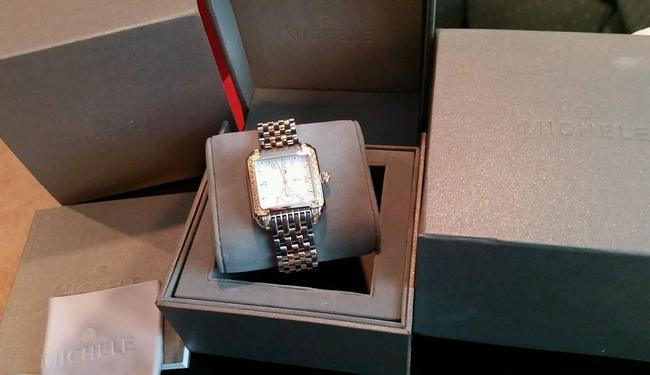 Michele Gold Tone Silver Tone New Milou and Stainless Steel Diamond Watch Michele Gold Tone Silver Tone New Milou and Stainless Steel Diamond Watch