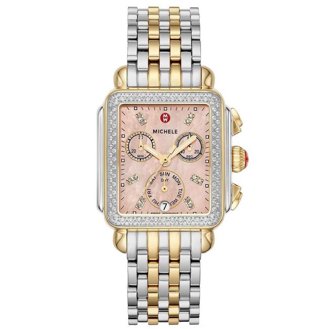 Michele Two Tone Deco 18k Gold Desert Rose Mother Of Pearl Diamond Mww06p000285 Watch Michele Two Tone Deco 18k Gold Desert Rose Mother Of Pearl Diamond Mww06p000285 Watch