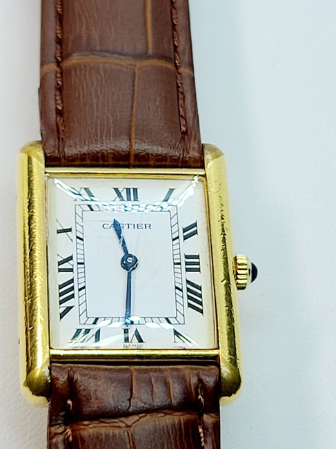 Cartier Gold Brown Swiss Tank Ladies Vintage Watch Cartier Gold Brown Swiss Tank Ladies Vintage Watch