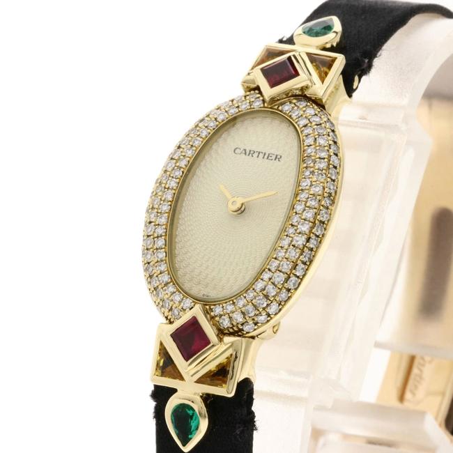 Cartier Cream Diamond 18k Yellow Gold and Ruby Emerald Mini Baignoire Womens Wristwatch 18 Mm Watch Cartier Cream Diamond 18k Yellow Gold and Ruby Emerald Mini Baignoire Womens Wristwatch 18 Mm Watch
