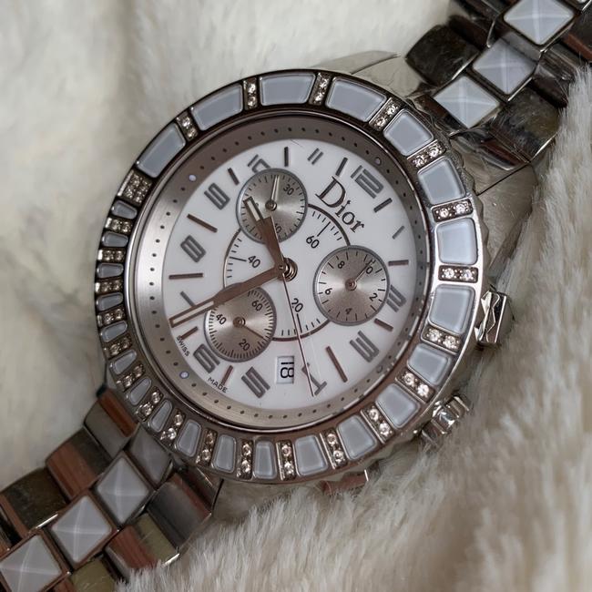Dior Silver Lady Christian Christal Chronograph Diamond Bezel Mop Ss Quartz Watch Dior Silver Lady Christian Christal Chronograph Diamond Bezel Mop Ss Quartz Watch