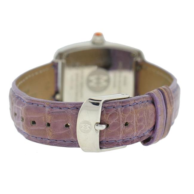 Michele White Mini Urban Purple Alligator Leather Strap Ladies Watch Michele White Mini Urban Purple Alligator Leather Strap Ladies Watch