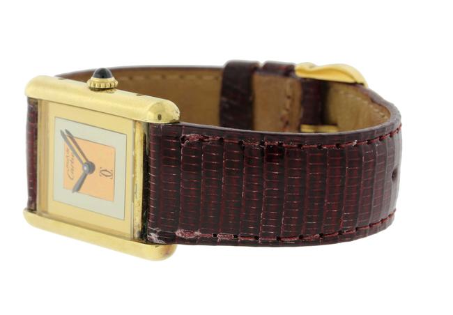 Cartier Yellow Gold Brown Box Must De Tank Vermeil Silver Papers Watch Cartier Yellow Gold Brown Box Must De Tank Vermeil Silver Papers Watch