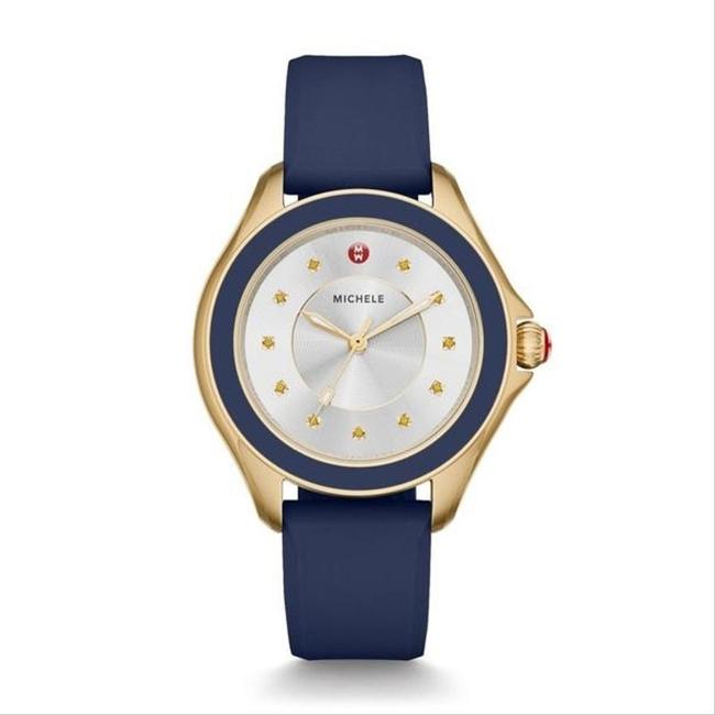 Michele Blue Cape Silicone Gold Tone Silver Dial Mww27a000013 Watch Michele Blue Cape Silicone Gold Tone Silver Dial Mww27a000013 Watch