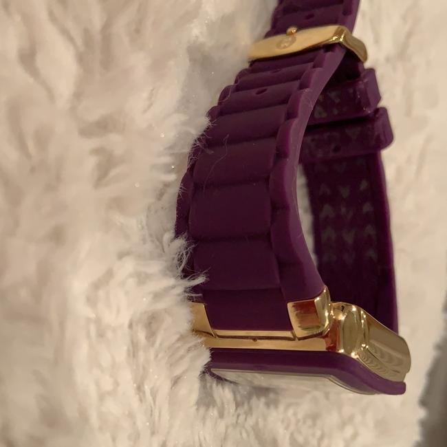 Michele Purple Jelly Womens Mww06l000020 Park Bean Goldplated Rectangle Chronograph Dial Strap Watch Michele Purple Jelly Womens Mww06l000020 Park Bean Goldplated Rectangle Chronograph Dial Strap Watch