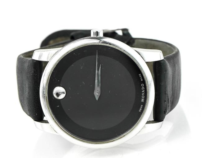 Movado Black Museum Stainless Steel Leather Watch Movado Black Museum Stainless Steel Leather Watch