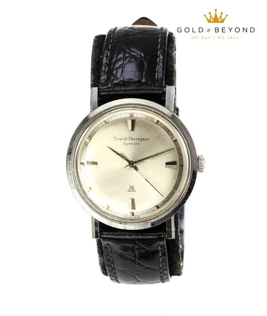 Girard-Perregaux Stainless Steel and Leather Gyromatic Vintage Watch Girard-Perregaux Stainless Steel and Leather Gyromatic Vintage Watch