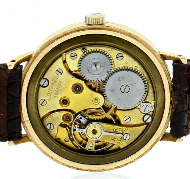 Longines Gold Vintage 18k Yellow Round Manual Wind 35mm Mens Watch Longines Gold Vintage 18k Yellow Round Manual Wind 35mm Mens Watch